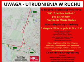 MKL Triathlon Siedlecki - utrudnienia w ruchu 3 sierpnia