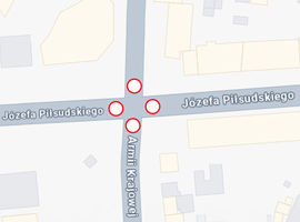 Zakmnięcie skrzyżowania ulicy Piłsudskiego z Wojskową w Siedlcach